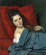 COURTOIS, Jacques Half-length Woman Lying on a Couch oil